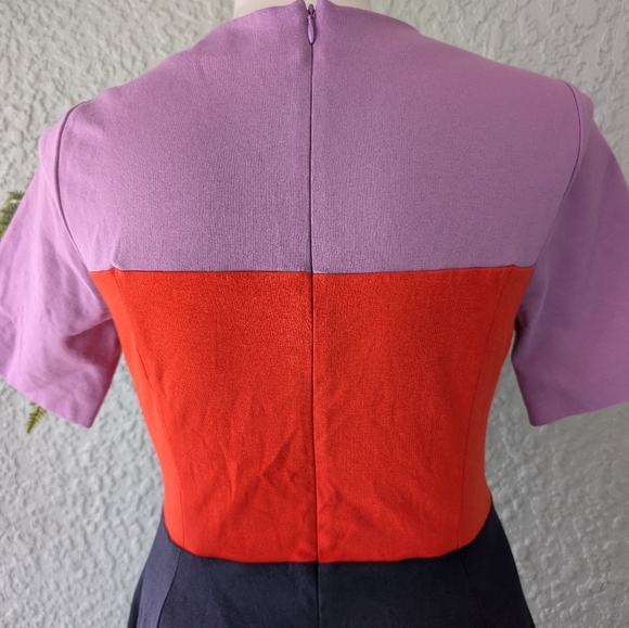 Boden Womens 16 Purple Navy Blue Colorblock Fit & Flare Ivy Ponte Midi Dress - Picture 5 of 7